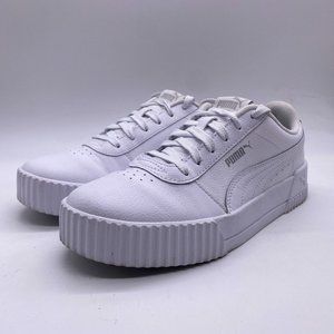Puma Carina 2.0 Women Size 8.5 White Athletic Shoes Sneakers Chunky Lace Up